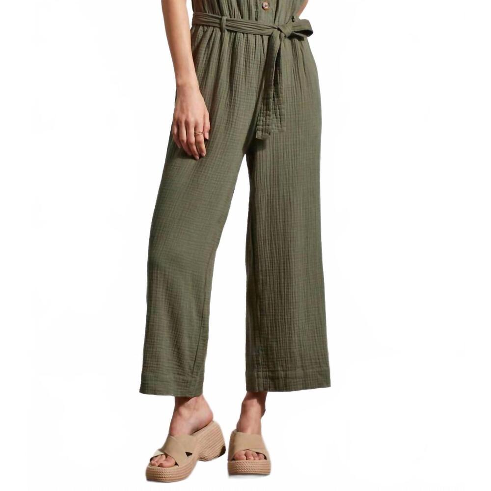 NEW TRIBAL button front jumpsuit in fern green